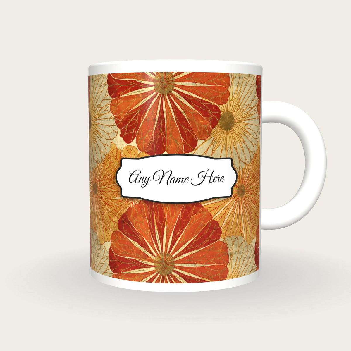 Haeckel Flower Name Mug 2, front with the name label