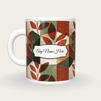 Isometric Leaf Name Mug, back with the second name label
