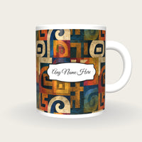 Aztec Glyph Rainbow Codex Name Mug, front with the name label