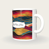 Drypoint Rainbow Abstract Name Mug, three-quarter view