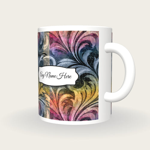 Baroque Rainbow Abstract Name Mug 2, three-quarter view