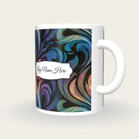 Baroque Rainbow Abstract Name Mug 4, three-quarter view