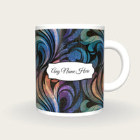 Baroque Rainbow Abstract Name Mug 4, front with the name label
