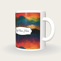 Maximalist Rainbow Abstract Name Mug 4, three-quarter view