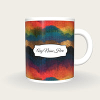 Maximalist Rainbow Abstract Name Mug 4, front with the name label