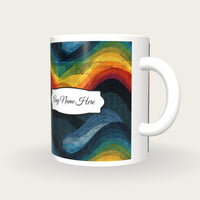 Maximalist Rainbow Abstract Name Mug, three-quarter view