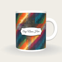 Maximalist Rainbow Abstract Name Mug 2, front with the name label