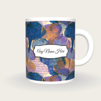 Blueprint Rainbow Abstract Name Mug, front with the name label