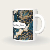 Collage Block Florals Name Mug, three-quarter view