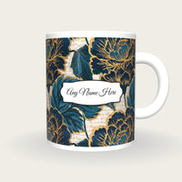 Collage Block Florals Name Mug, front with the name label