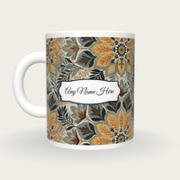 Haeckel Kantha Stitch Name Mug, back with the second name label