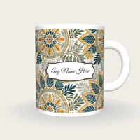 Haeckel Kantha Stitch Name Mug 2, front with the name label