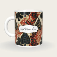 Tiki Card Suits Name Mug, back with the second name label