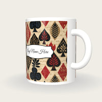 Tiki Card Suits Name Mug 2, three-quarter view