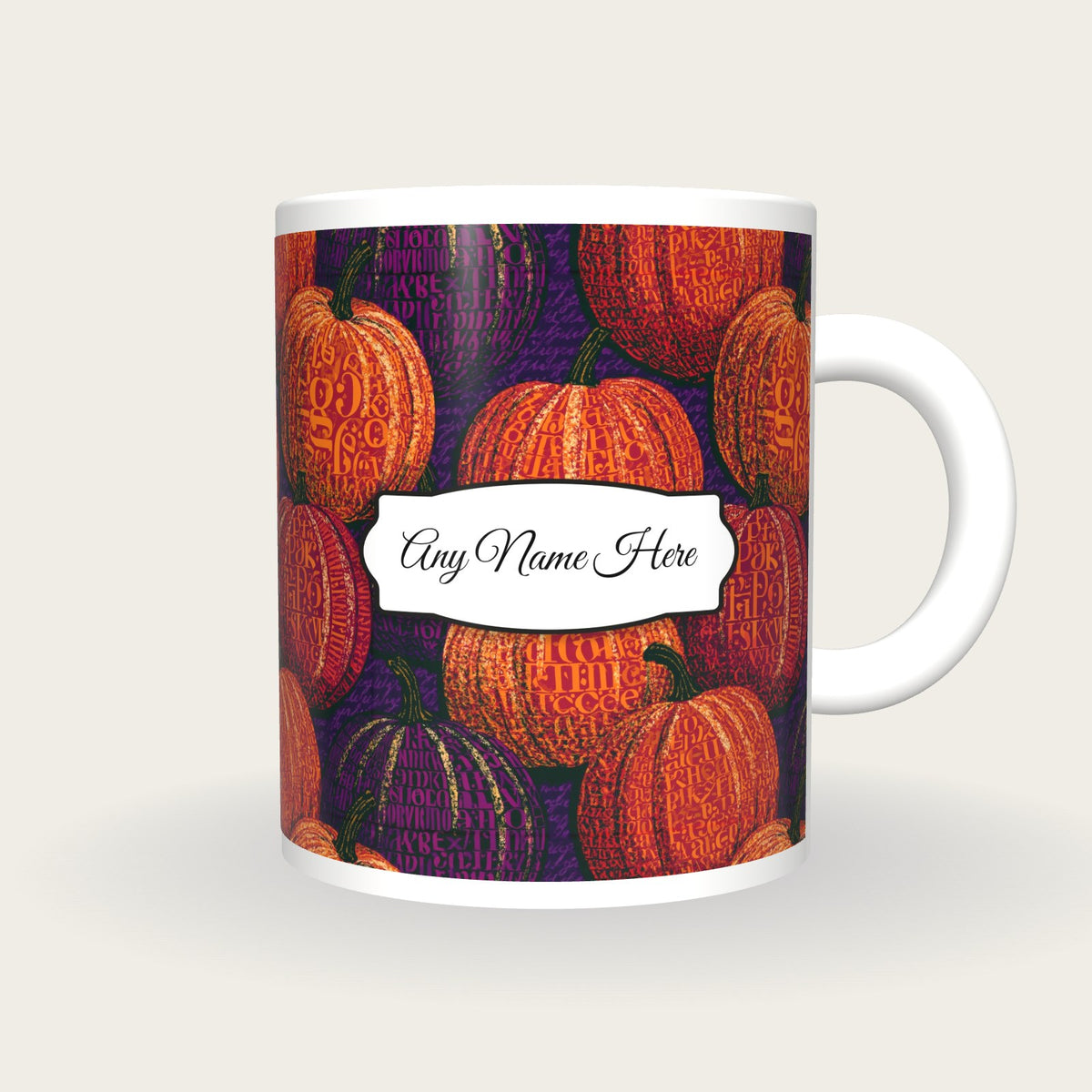 ASCII Pumpkin Abstract Name Mug 2, front with the name label