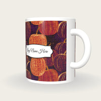 ASCII Pumpkin Abstract Name Mug, three-quarter view