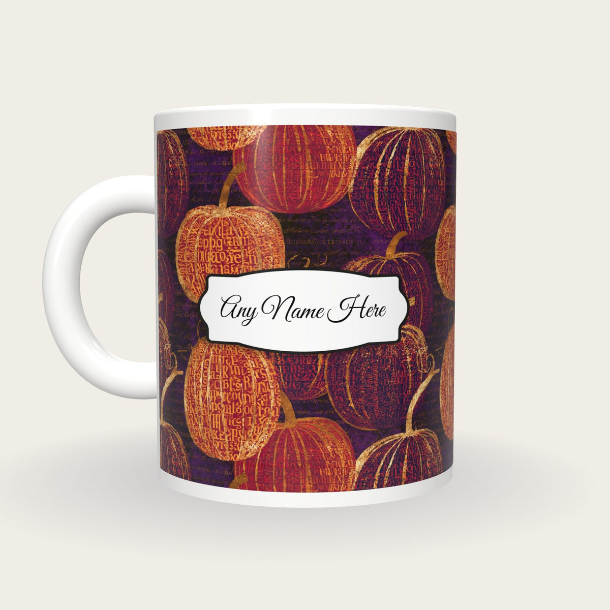 ASCII Pumpkin Abstract Name Mug, back with the second name label