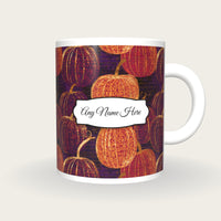 ASCII Pumpkin Abstract Name Mug, front with the name label