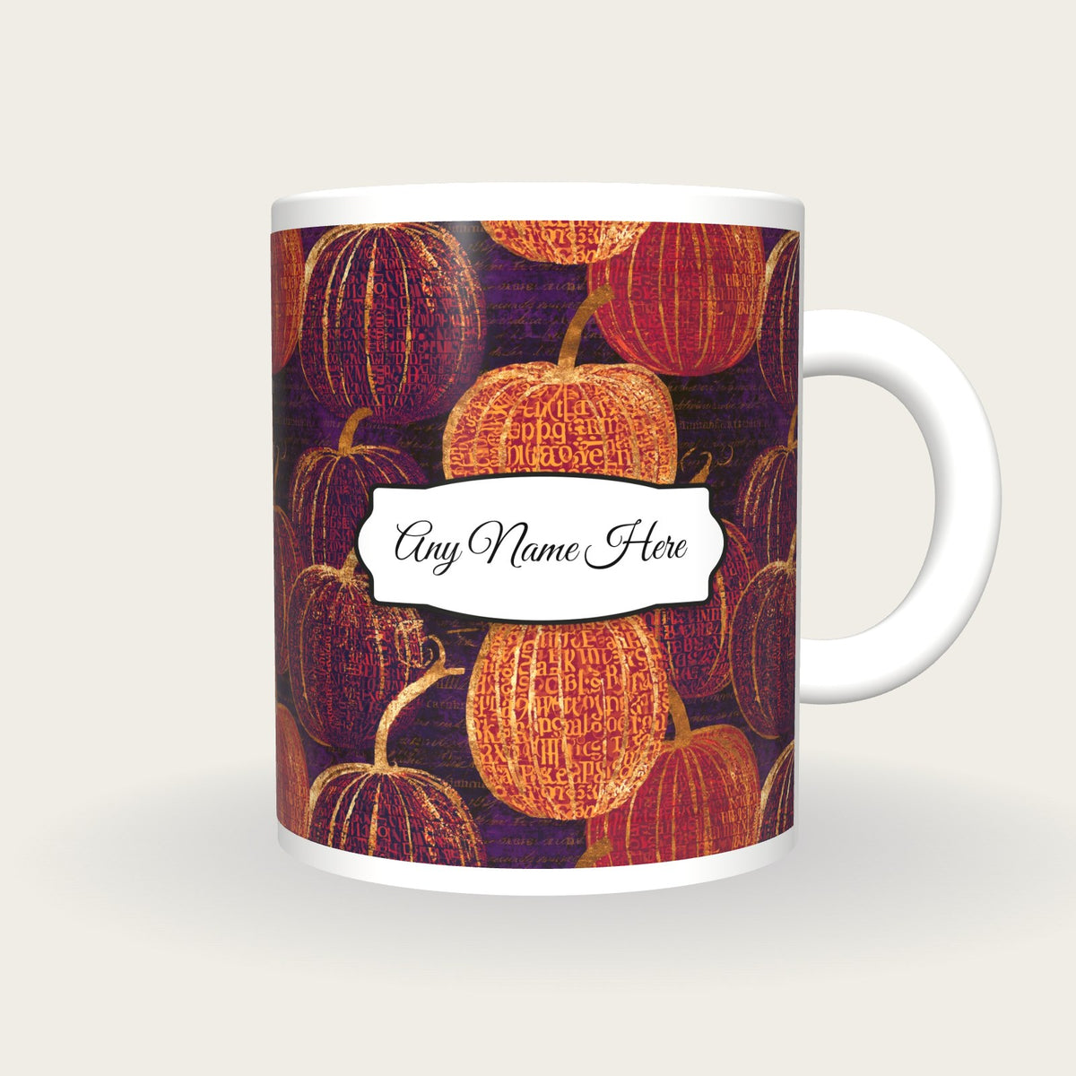ASCII Pumpkin Abstract Name Mug, front with the name label