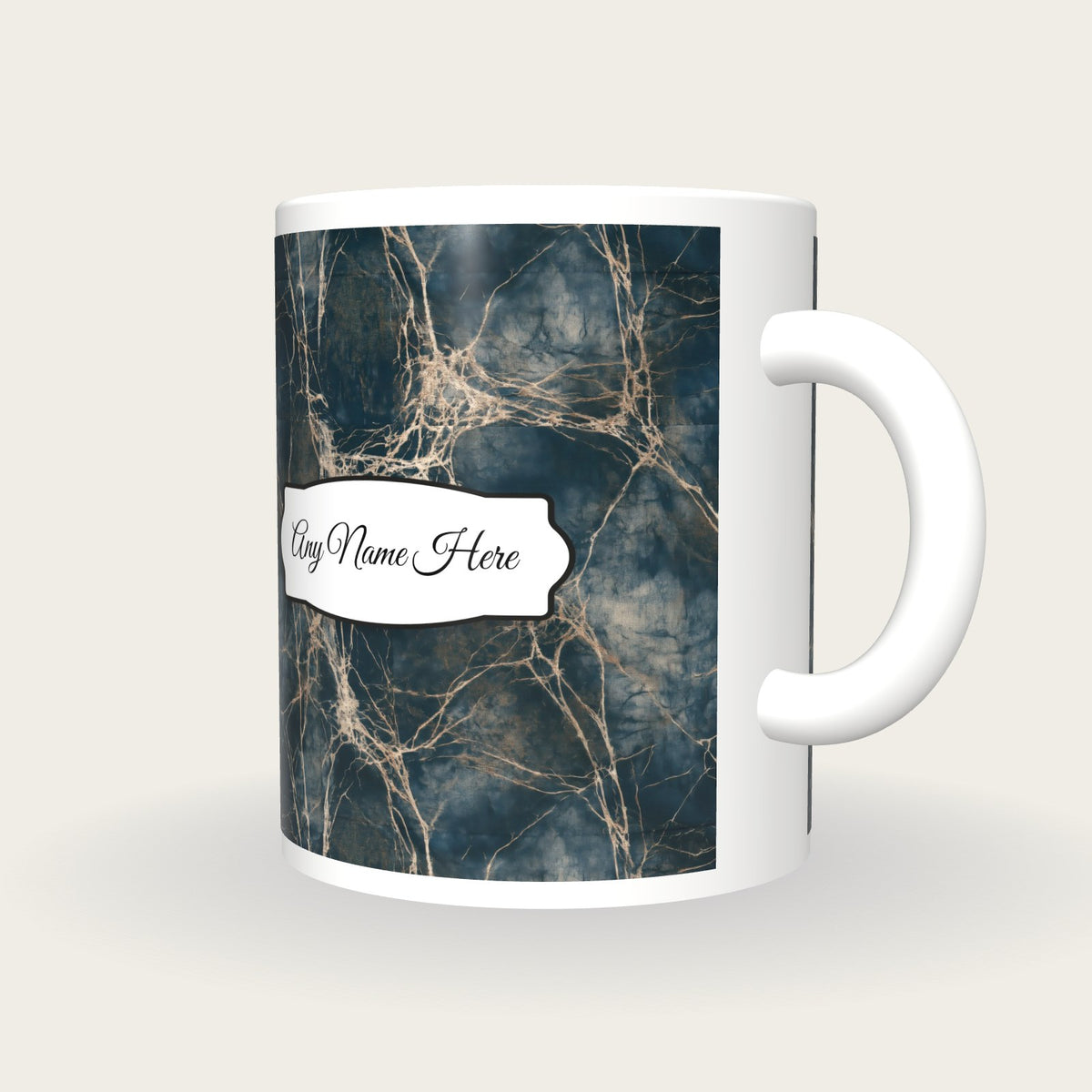Batik Wax Resist Name Mug, three-quarter view