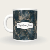 Batik Wax Resist Name Mug, back with the second name label