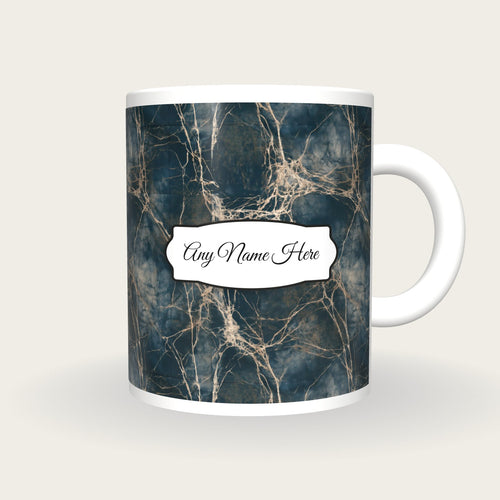 Batik Wax Resist Name Mug, front with the name label