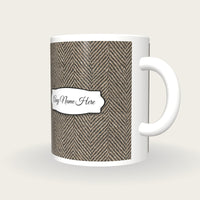 Herringbone Tweed Name Mug, three-quarter view