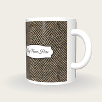 Herringbone Tweed Name Mug 2, three-quarter view