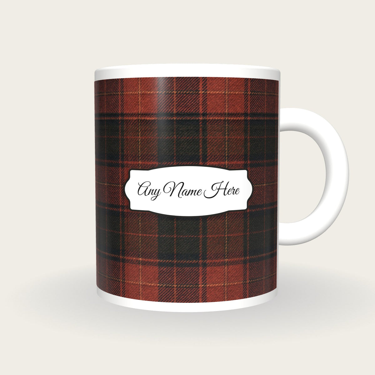 Tartan Plaid Name Mug 2, front with the name label