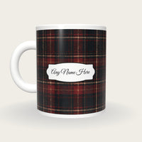 Tartan Plaid Name Mug 3, back with the second name label
