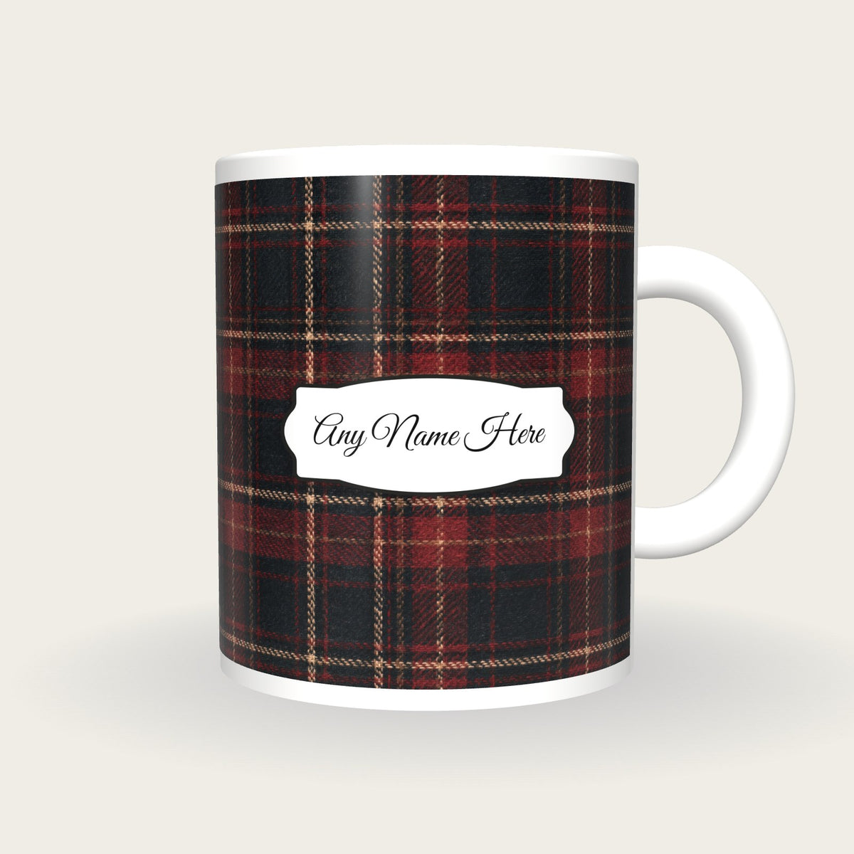 Tartan Plaid Name Mug 3, front with the name label