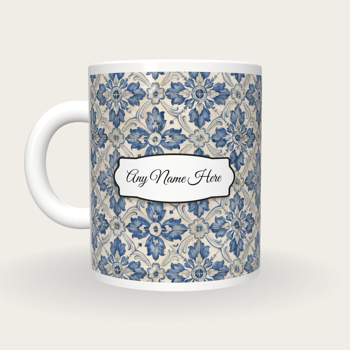 Portuguese Azulejo Tile Name Mug 2, back with the second name label
