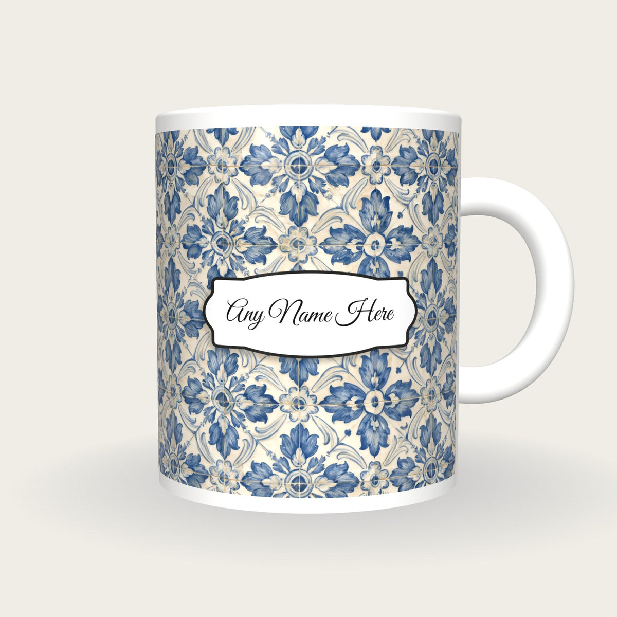 Portuguese Azulejo Tile Name Mug 2, front with the name label