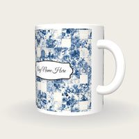 Delft Blue Tile Name Mug, three-quarter view