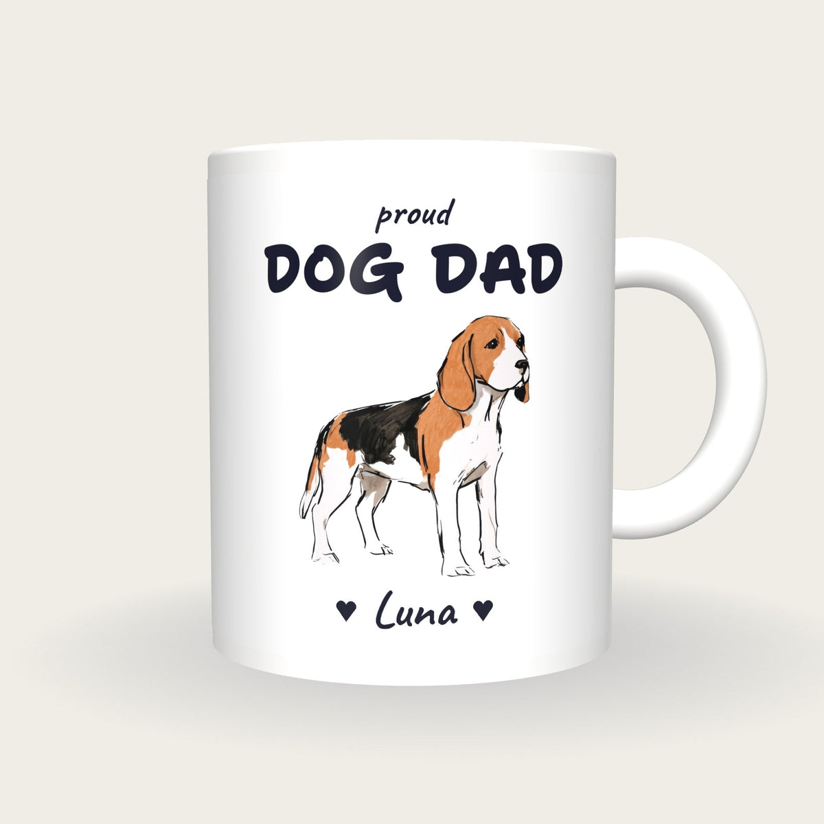 Personalised Beagle Dog Dad Mug, front