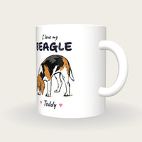Personalised I Love My Beagle Mug, three-quarter view