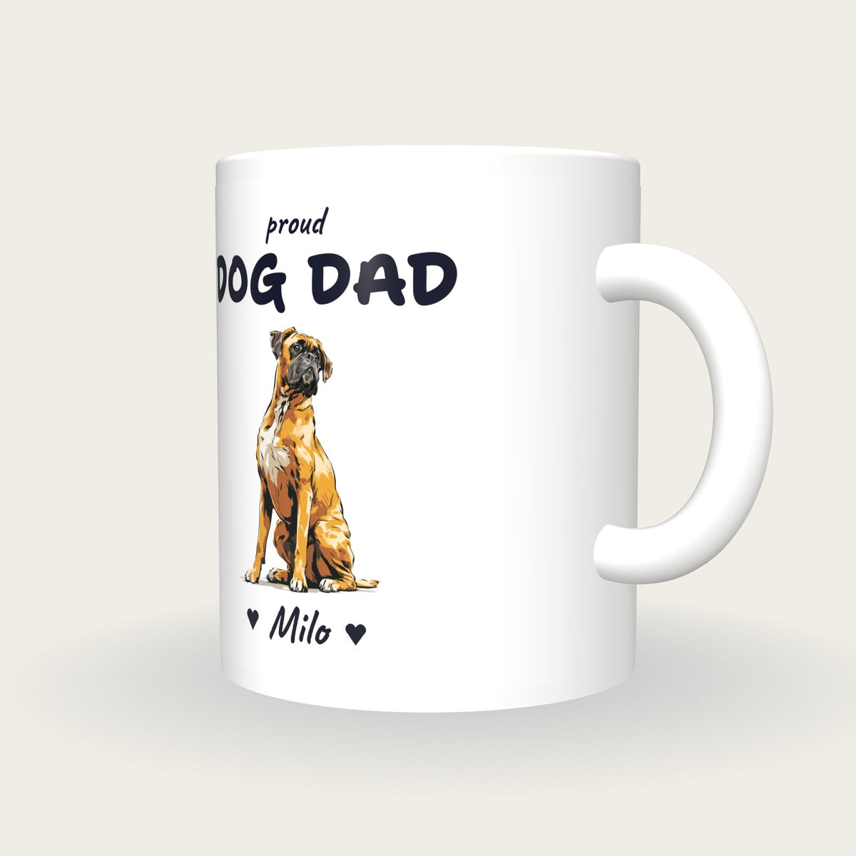 Personalised Boxer Dog Dad Mug, three-quarter view