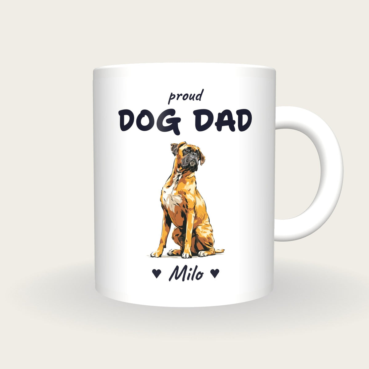 Personalised Boxer Dog Dad Mug, front