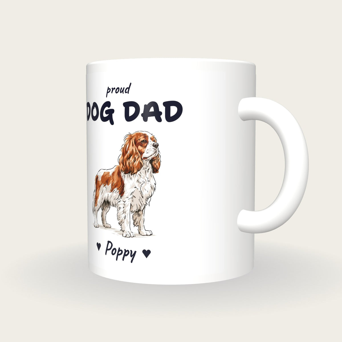 Personalised Cavalier King Charles Dog Dad Mug, three-quarter view