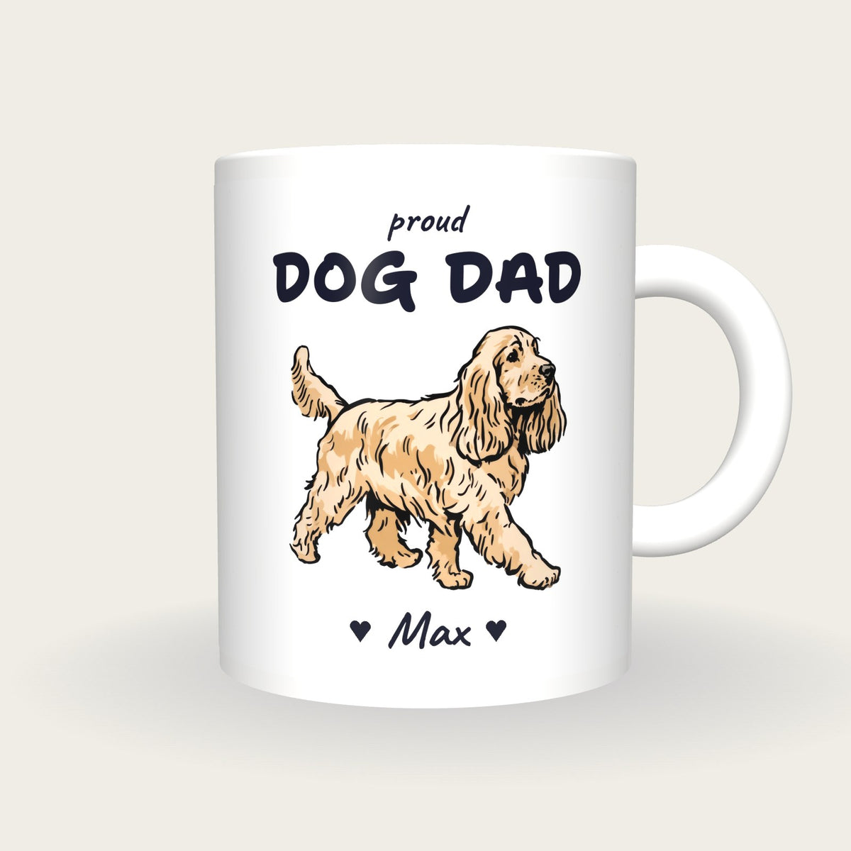 Personalised Cocker Spaniel Dog Dad Mug, front