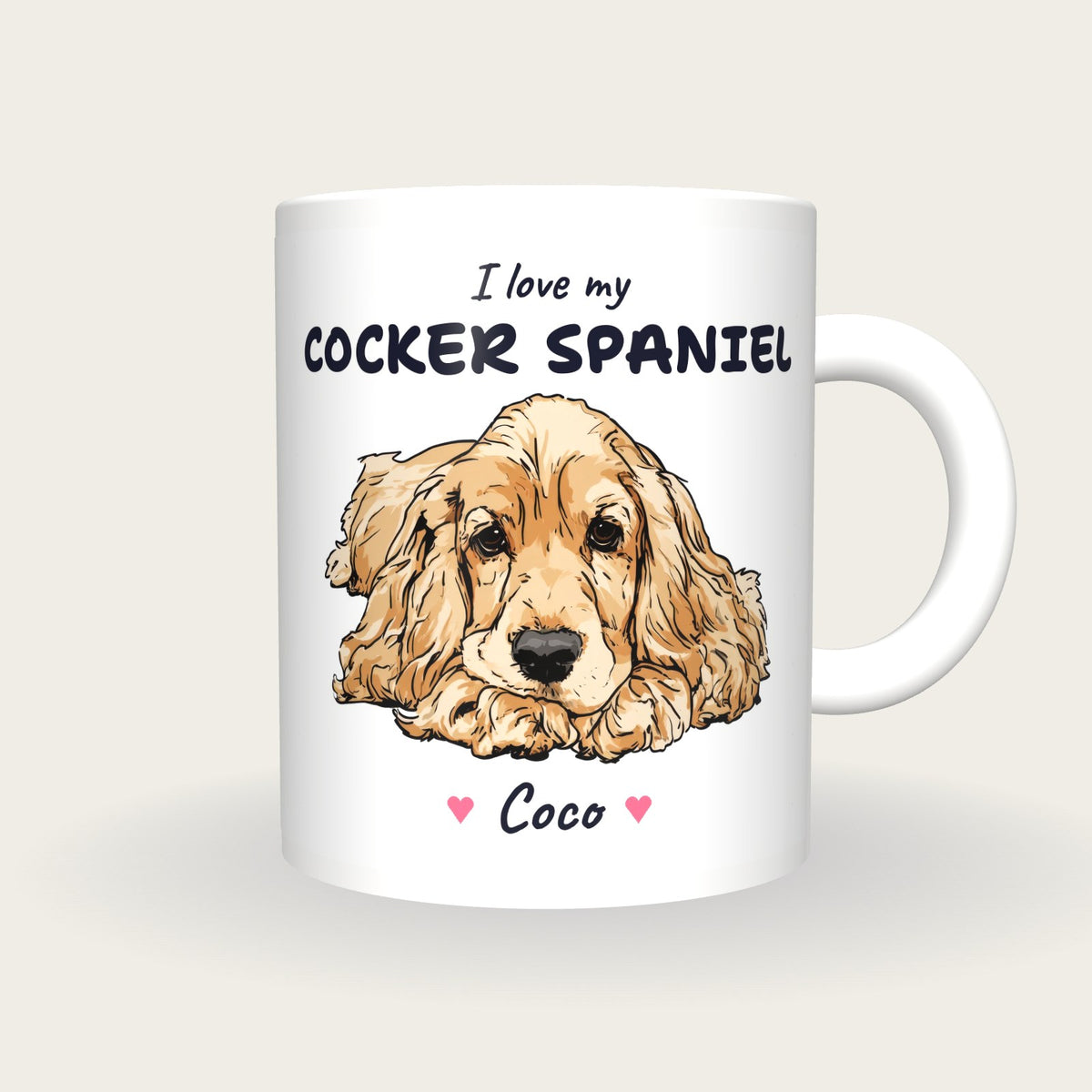 Personalised I Love My Cocker Spaniel Mug, front