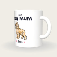 Personalised Cocker Spaniel Dog Mum Mug, three-quarter view