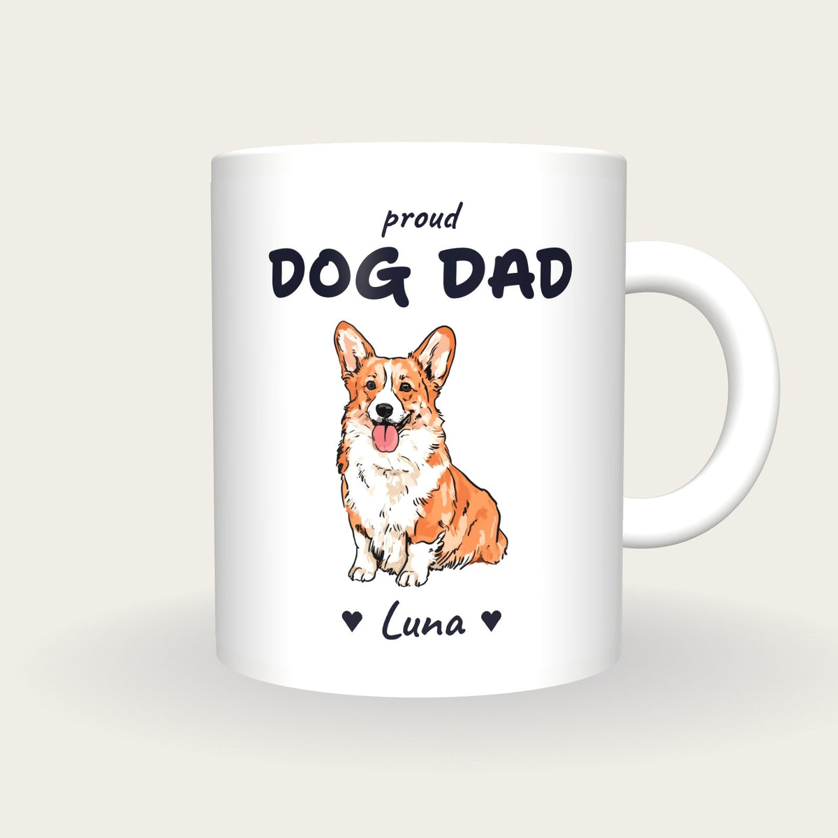 Personalised Corgi Dog Dad Mug, front