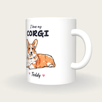 Personalised I Love My Corgi Mug, three-quarter view