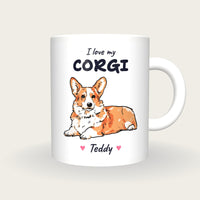 Personalised I Love My Corgi Mug, front