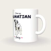 Personalised I Love My Dalmatian Mug, three-quarter view