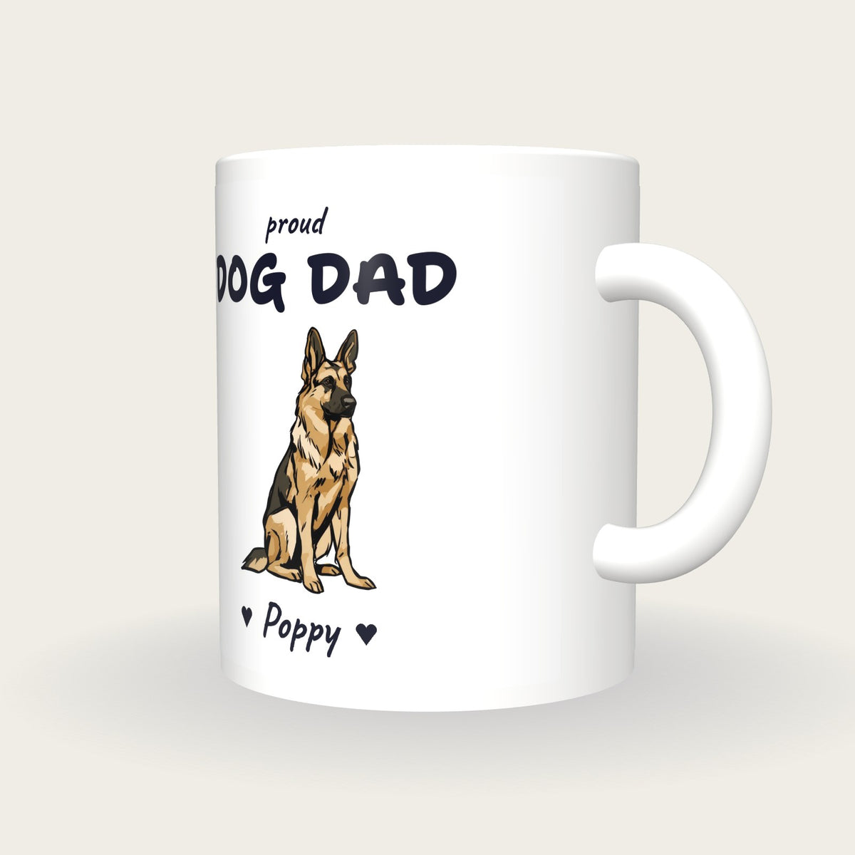 Personalised German Shepherd Dog Dad Mug, three-quarter view