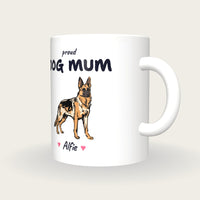 Personalised German Shepherd Dog Mum Mug, three-quarter view