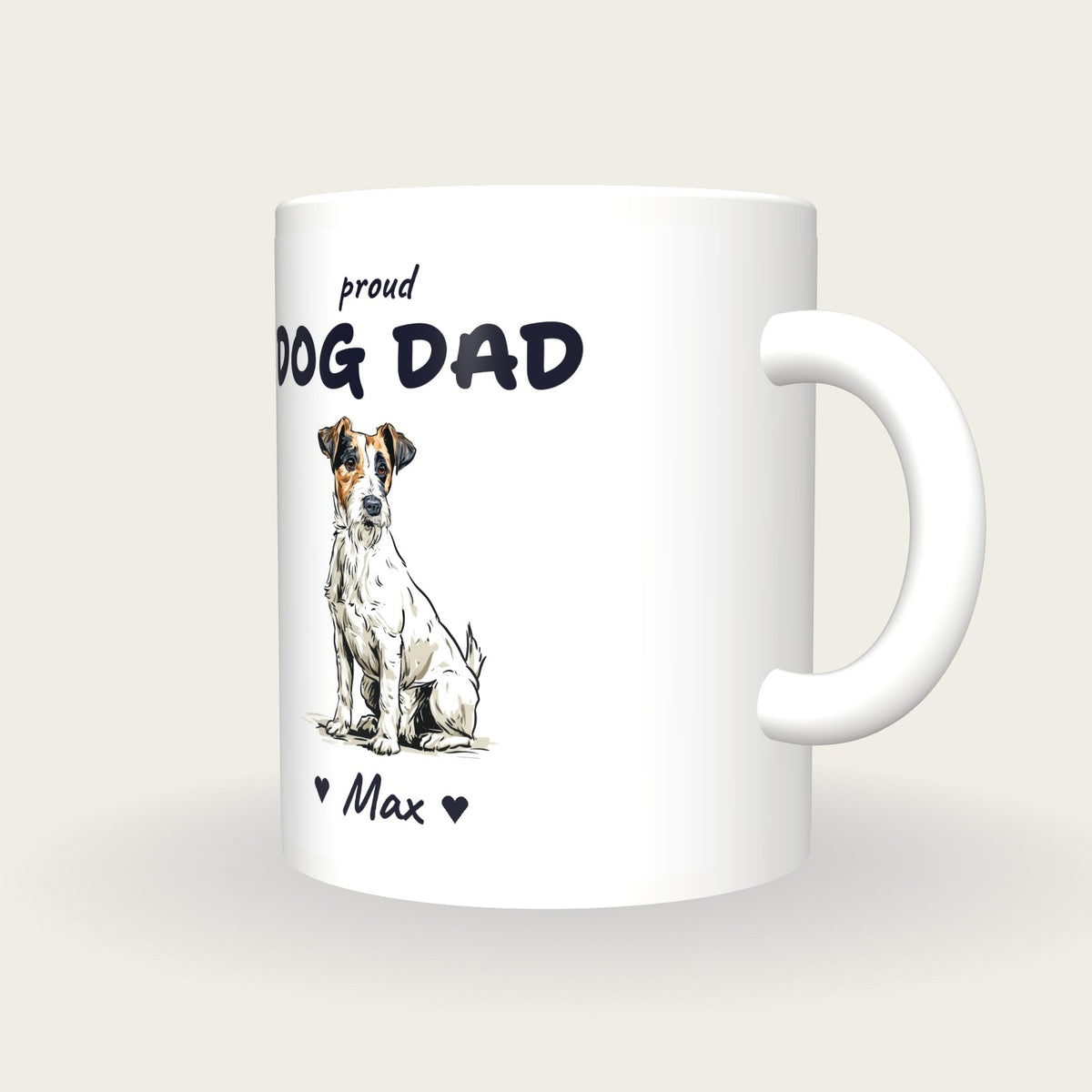Personalised Jack Russell Dog Dad Mug, three-quarter view