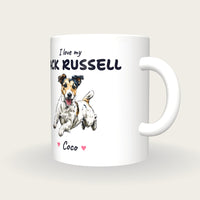 Personalised I Love My Jack Russell Mug, three-quarter view